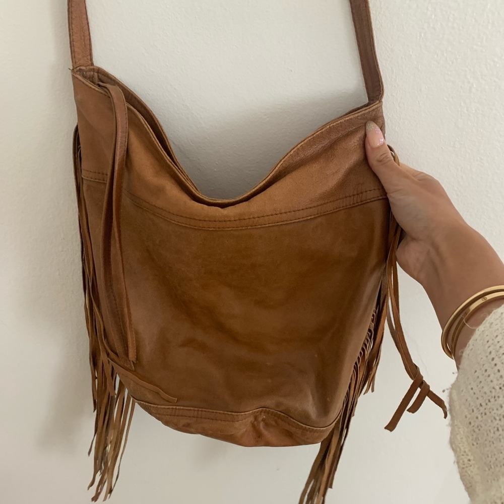 Cleobella leather fringe crossbody bag